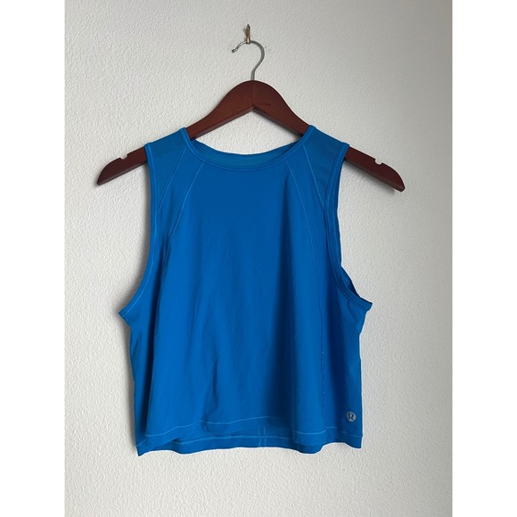 Lululemon Blue Cropped Tank Top Sleeveless Athletic Workout Activewear - Picture 1 of 3